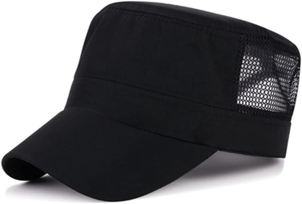 HBJWOV Middle-Aged and Old Men's Hats Spring and Outdoor Sunshade Sunscreen Hats Breathable Flat top(A)