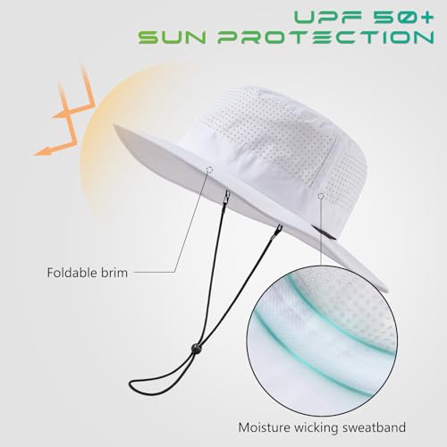 Image of UPF 50+ Bucket Sun Hat with Laser Perforated Mesh Cooling Adjustable Breathable Lightweight for Outdoor Men Women