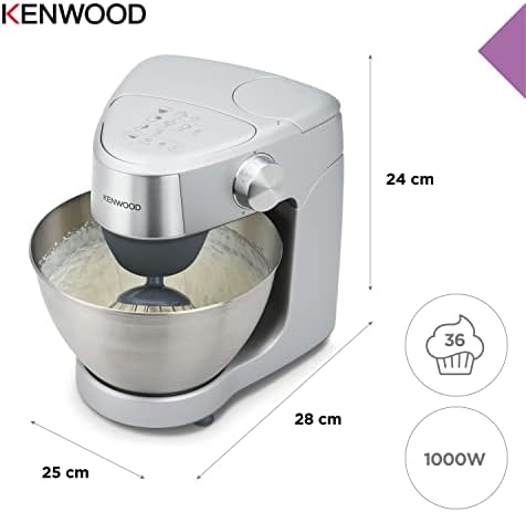 Kenwood Prospero Plus KHC29.A0SI Stand Mixer for Baking, Compact 4.3 Litre Bowl, 3 Bowl Tools, 1000 W, Silver
