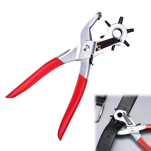 Pince Perforatrice,Pince à Poinçon Perforatrice Robuste,Pince a Trouer Le Cuir avec Règle,Trous Cinture Pince pour Cuir Ceintures,Ceinture Puncher Trou...