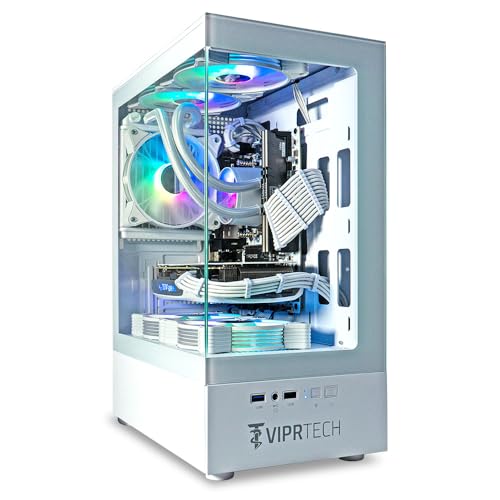 Image of ViprTech Stryker 3.0 Gaming PC - AMD Ryzen 7 (4.1GHz Liquid Cooled), RTX 3060 12GB, 16GB DDR4 RAM, 1TB SSD, 700W PSU, WiFi BT, Win 11 Pro, RGB, Desktop Computer Prebuilt, White