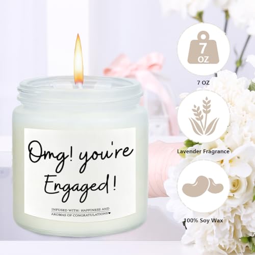 Image of Engaged Gifts Engagement Gifts for Couples Her Engagement Party Decorations | Gift for Couple Wine Bag Scented Candles Set Pairs Well with Getting Engaged Wine Bag Omg Candles