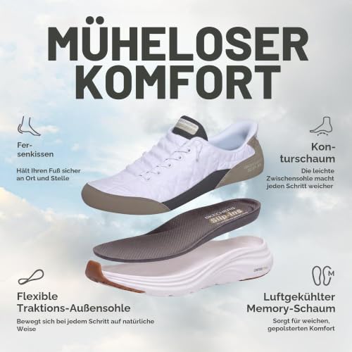 Skechers Herren Contour Foam Cozy Fit Turnschuhe, White Mesh/Duraleather/Taupe Trim, 39 EU – Ansicht 8