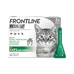 FRONTLINE Plus Flea & Tick Treatment for Cats and Ferrets - 3 Pipettes