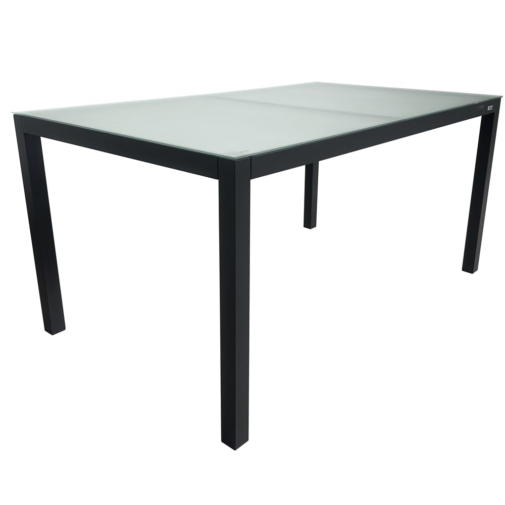 MOMMA HOME Mesa Jardin Aluminio y Cristal TempladoMesa Comedor Rectangular de Exterior 6 Personas Aire Libre Medidas 150x90x74 cm (Gray)