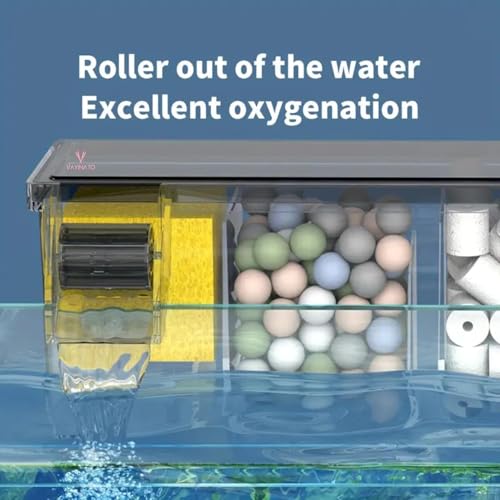 Image of VAYINATO Multifunctional External Wall-Mounted Waterfall Aquarium Filter with Bio Wheel | 3-Stage Filtration System with Filter Media & Built-in Water Pump (BL-773)