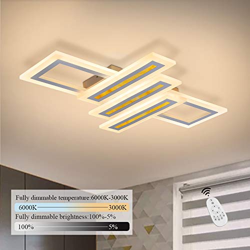 Preisvergleich Produktbild GBLY LED Deckenleuchte Dimmbar 44W Modern Deckenlampe 60cm Geometrisch Wohnzimmerlampe Designlampe mit Fernbedienung, Innen Deckenbeleuchtung für Schlafzimmer Wohnzimmer Esszimmer Arbeitszimmer