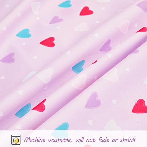 Image of Viviland Toddler Comforter Sets, 4 Pieces Bedding Sets, Heart Love | Microfiber Purple Bed Set, Girls, Breathable & Soft, Comforter, Bed Sheet, Fitted Sheet and Pillowcase, Machine Washable
