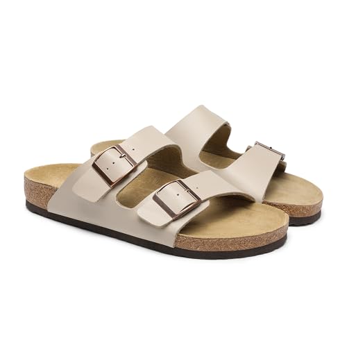 Bruno Marc Men's Cork footbed Sandal Beach Slides with Adjustable Buckle Straps2