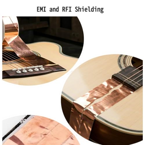 Image of Pure Copper Tape with Double-Sided Conductive Adhesive for Guitar, EMI Shielding, Crafts, Electrical Repairs and Grounding（2inchX 66 ft）
