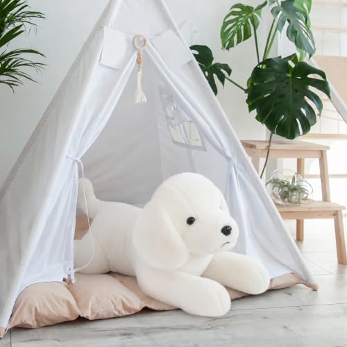 Image of BENINY Giant Dog Lab Stuffed Animal 31.5 Inch, Big Realistic Stuffed White Labrador Dog Plush Toy, Puppy Throw Pillow Gift for Kids