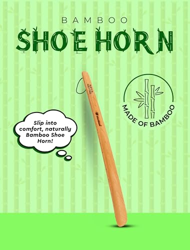 Image of Helios Bamboo Shoe Horn | Long Handle Shoe Horn for Easy Wearing | Wooden Shoe Helper Stick | Shoe Wearing Aid for Men & Women | Durable Comfort Grip (Small /Medium /Large)