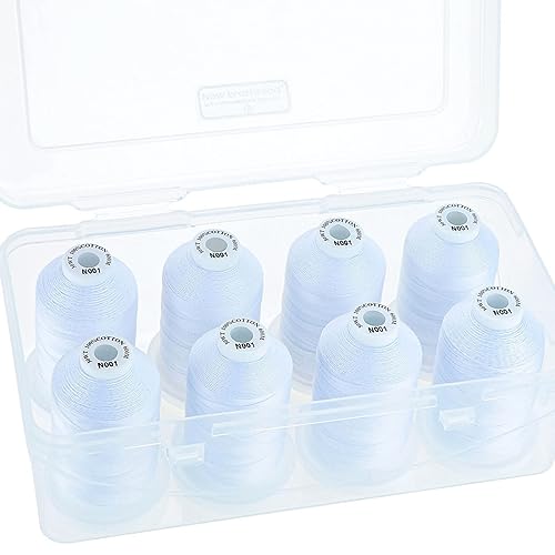 Image of New brothread 100% Mercerized Cotton Threads with Box -8xWhite