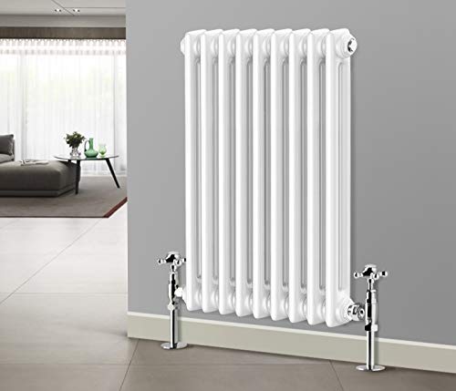 NRG 600 X 425 mm Gloss White 2 Column Radiators Horizontal Central Heating Cast Iron Rads