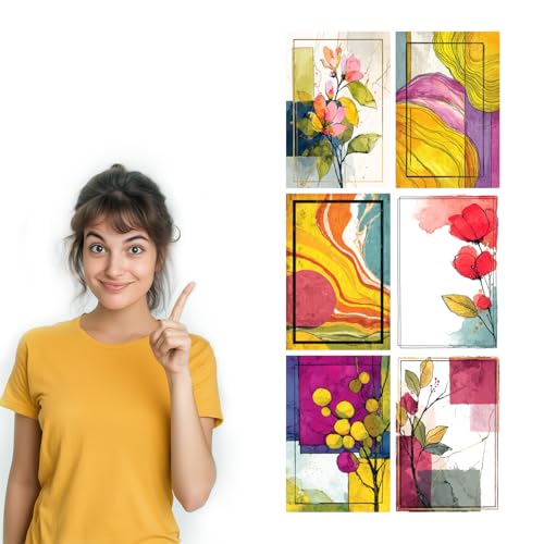 Image of SiddArtify Abstract Floral Wall Art Prints Set - Modern Botanical Poster Decor for Living Room Bedroom Office - 12x18 inch Board Pack of 6