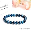 NOEMIN Tiger Eye Beads Bracelet, 8MM Lake Blue Tigers Eye Bracelets for Men Women, Elastic Beads Bracelet for Wealth and Success, Spiritual Healing Jewelry #1