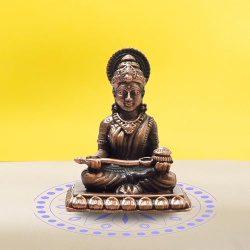Copper Idols India Handmade Copper Annapurna Devi Idol | 1.6 Inches | 40g | Patina Antique Finish | Goddess of Food & Abundance
