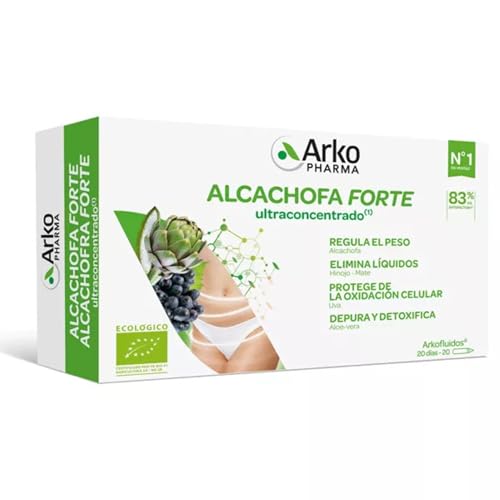 Arkopharma Arkofluido Alcachofa Forte BIO Más Aloe Vera 20 Ampollas, Eliminar Toxinas del Organismo, Complemento Alimenticio