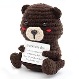 Xusxes Positive Bär, Pocket Hug Glücklicher Bär, Get a Hug Bear, Kreative Strickwolle Bär Puppe und Kleine Umarmung Glücksbringer, Mutmachergeschenk, Gute Besserung Geschenk (9 * 7 * 8 cm)