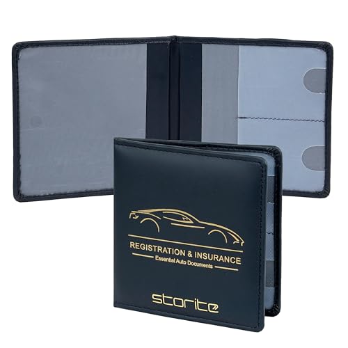 Image of Storite Car Document Holder Organizer | RC, Insurance, PUC, Driving Licence Storage Wallet | Vehicle Glove Box for Registration & Owner Manual Papers (Navy Blue)