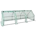 Sunnydaze Outdoor Portable Mini Cloche Greenhouse with 3 Zipper Doors - Green