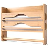 4 in 1 Küchenrollenhalter aus Holz, Wandrollenhalter für Küchenpapier, Alufolie, Frischhaltefolie...