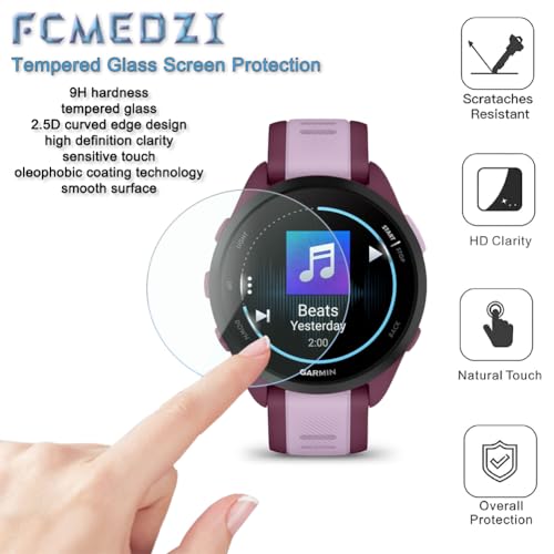 Image of Smartwatch Screen Protector Compatible for Garmin Forerunner 165 &165 Music, Case Violet TPU Soft Frame Cover and Tempered Glass Protective Film (Glass+case(Violet))