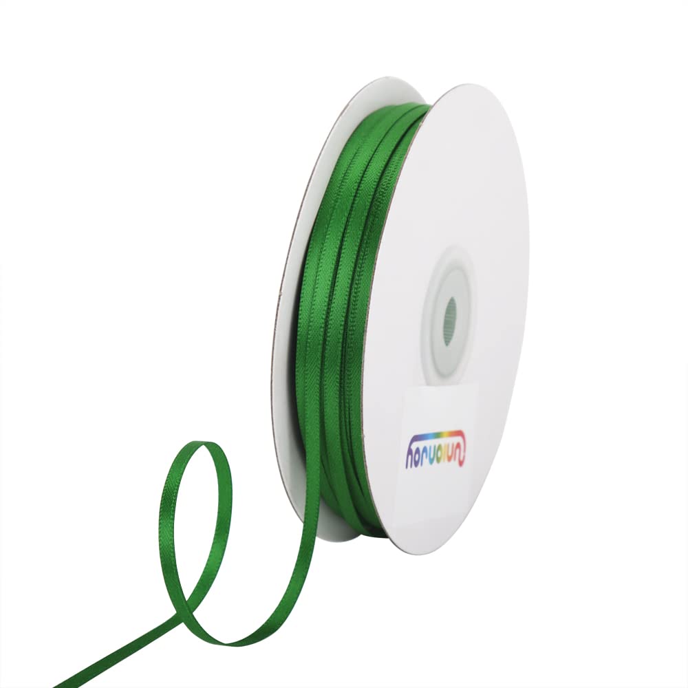 UnionJoy 1/8 inch Emeraid Green 100 Yards Solid Double Face Satin Ribbon for DIY Gift Packaging Party Wedding Flowers, Hair Bows, Handicrafts, Sewing Christmas Wedding Baby Shower Decoration