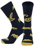 TCK Cal Berkeley Golden Bears Crew Socks - Men's & Women's NCAA Fan Apparel - Mayhem (Navy/Gold, Made in USA, Large)