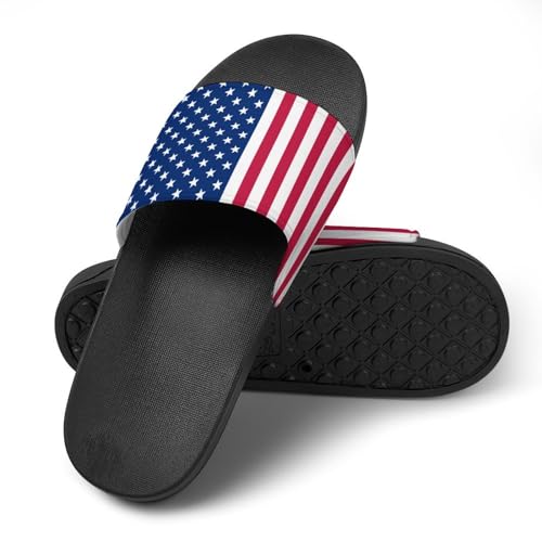 Patriotic USA Flag Red White Blue Stars Womens Slide Sandals Non Slip Summer House Slippers for Girls Slip-on Flip Flops4