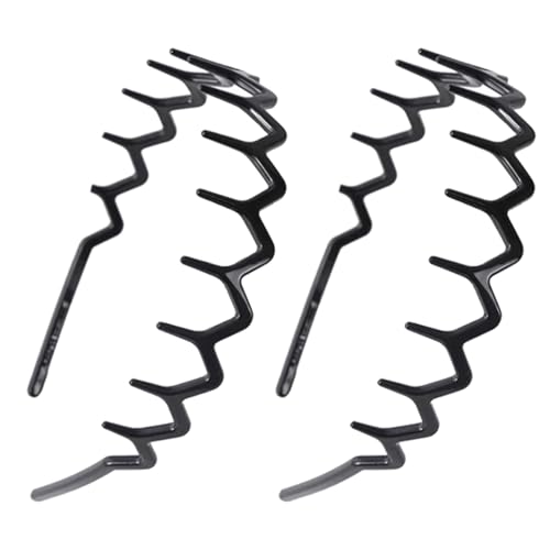 LAOTIDui 歯付きヘッドバンド 2個 プラスチック コーム ヘッドバンド ノンスリップデザイン 男女兼用 ジグザグ ヘアアクセサリー 洗顔 日常 スキンケア クラシック 90年代 髪