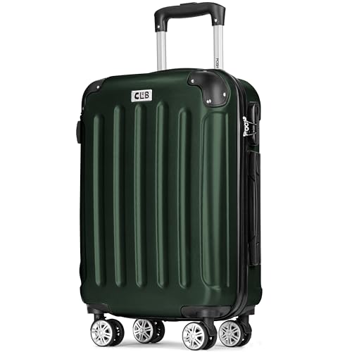 POSH Maleta ABS – Grande 75 cm, tamaño mediano 65 cm & equipaje de mano maleta rígida en una – Ruedas de 360° – 198 L de volumen interior total, verde oscuro, Handgepäck   55x40x20cm, Juego de maletas