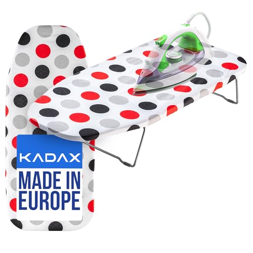 KADAX Tabla de planchar pequeña, 70 x 30 cm, con base de espuma de 3 mm, mesa plegable con funda extraíble, tabla de planchar para camping