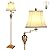 AIDENOEY Traditional LED Floor Lamp with 350° Adjustable – Vintage Pole lamp Swing arm for Living Room, Bedroom and Office – Rustic Upright Floor Light for Home Décor with Faux Silk Fabric Shade