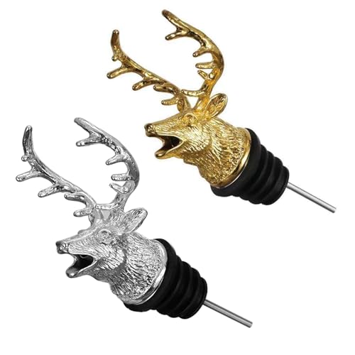 Image of Gold Deer Head Elegant Liquor Bottle Pourer, Ideal for Home Dining, Parties and Gifting