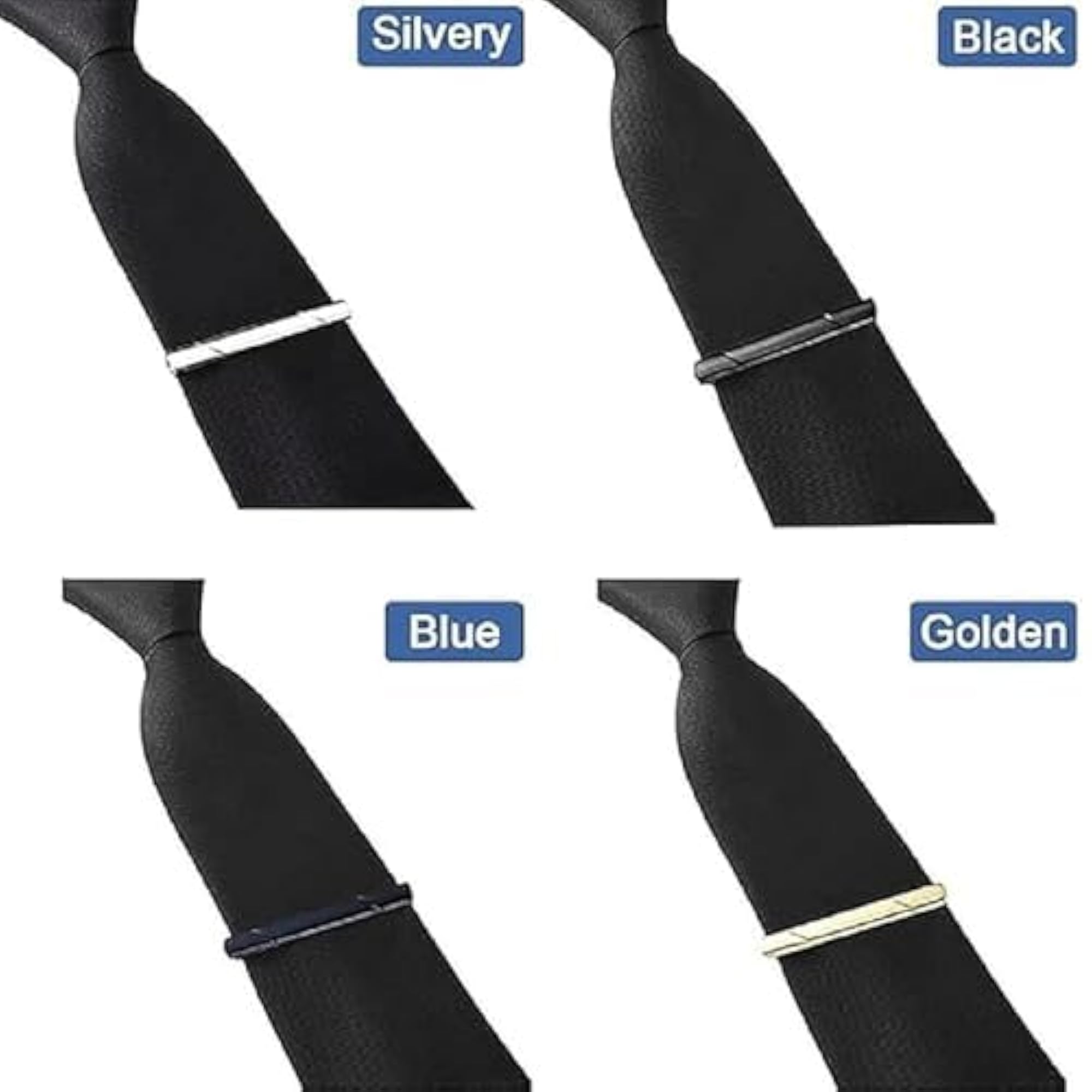 Men's Tie Clips Set of 4, Metal Necktie Bar Clasp