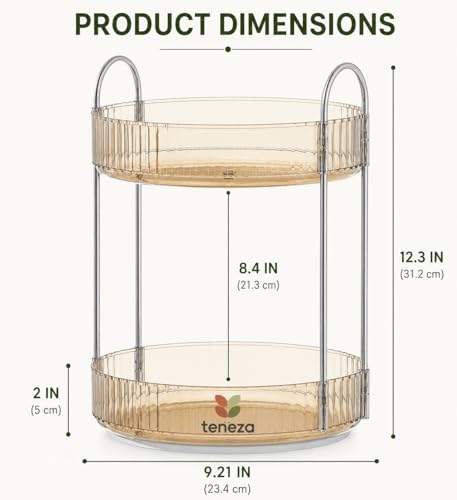 Image of 360 Rotating Organizer, dressing table organiser, rotating makeup organisers, Plastic dressing table organizer for storage Lipsticks, Nail Polishes & Perfume Organizer | Bathroom tray - Yellow,2 Layer