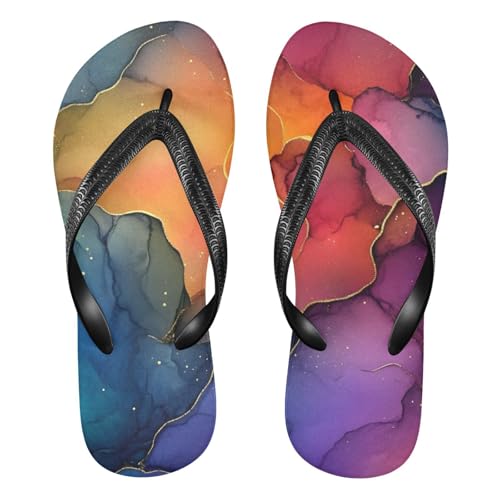 Ink Marble Flip Flop Sandal for Women Men, Casual Beach Slippers Indoor Outdoor XS