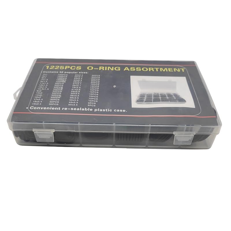 Generic 1225Pcs Nitrile Rubber O Ring Kit O Rings Assortment Kit Set Sealing Washer NBR O-Ring Assortment O Ring Rubber - (Color: Black)