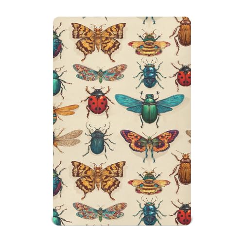 Image of Flying Vintage Insect Bugs Crib Sheets Soft Breathable Fitted Baby Crib Sheets Mattress Cover for Girls Boys, 52 inch x 28 inch x 9 inch