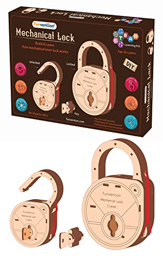 Image of Funvention- For Little Scientist In Every for Kid Fantasy Build Working Lock Yourself Diy Mechanical Lock With Key Stem Learning Utility (Multicolor)
