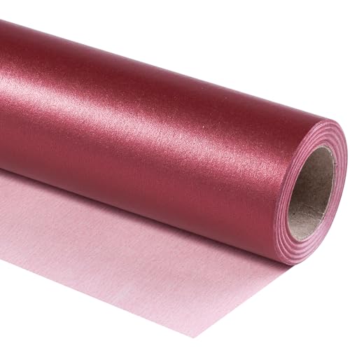 RUSPEPA Burgundy Matte Wrapping Paper Mini Roll Wine Red Solid Color Pearly-luster Paper Perfect for Christmas Wedding Birthday Valentines Day Baby Shower Anniversary 43.2 cm X 10 m