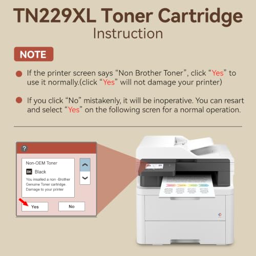 Image of Compatible TN229XL TN229 Toner Cartridges 4 Pack High Yield TN 229XL Replacement for Brother MFC-L3720CDW MFC-L3780CDW HL-L3280CDW HL-L3220CDW HL-L3300CDW Printer, BK /C /M /Y