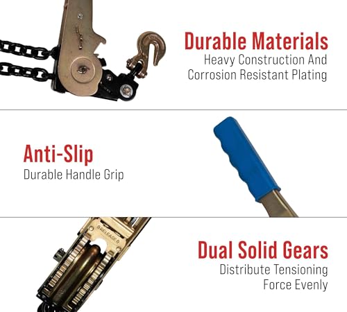Image of Mytee Products (2 Pack) 1 /4 inch - 5 /16 inch EZ Ratchet Chain Binder with Grab Hooks & 2500 lbs WLL - Grade 70 Heavy Duty Tie Down Ratchet Load Binder for Flatbed Trailers & Trucks