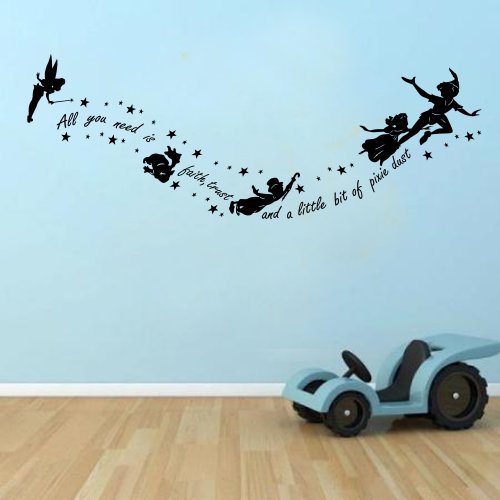 G Direct Peter Pan All You Need Is Pixy Dust Bambini la Pared del Vinilo Mural Kids Bedcamera (Other...