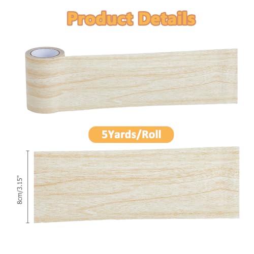 Image of Self Adhesive Wood Grain Repair Patch 3inchx15feet Wood Grain Tapes Durable Multi-Use Adhesive Patch Wood Colored Stickers Upholstery Wood Duct Tape for Doors Floor Furniture