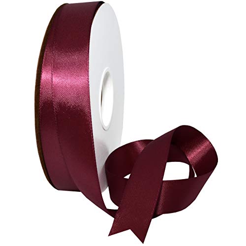 Image of Morex Ribbon 08822 /50-177 Double Face Satin Ribbon, 7 /8 inch x 50 Yd, Rose Wine