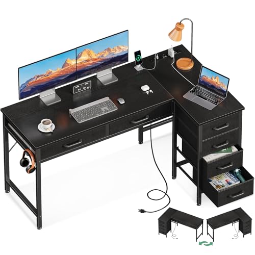 Coleshome 61 Inch L Shaped Desk with Drawers...