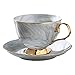 HEMOTON Keramik Teetasse Set 250Ml Teeserver Sets Kaffeetasse Set mit Untertasse Nordischen Stil für Milchsaft Cappuccino Cafe Mokka Demitasse Geschenkset (Grau)