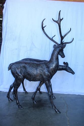 Par de estatuas de ciervo en bronce tamaño natural miniatura 6